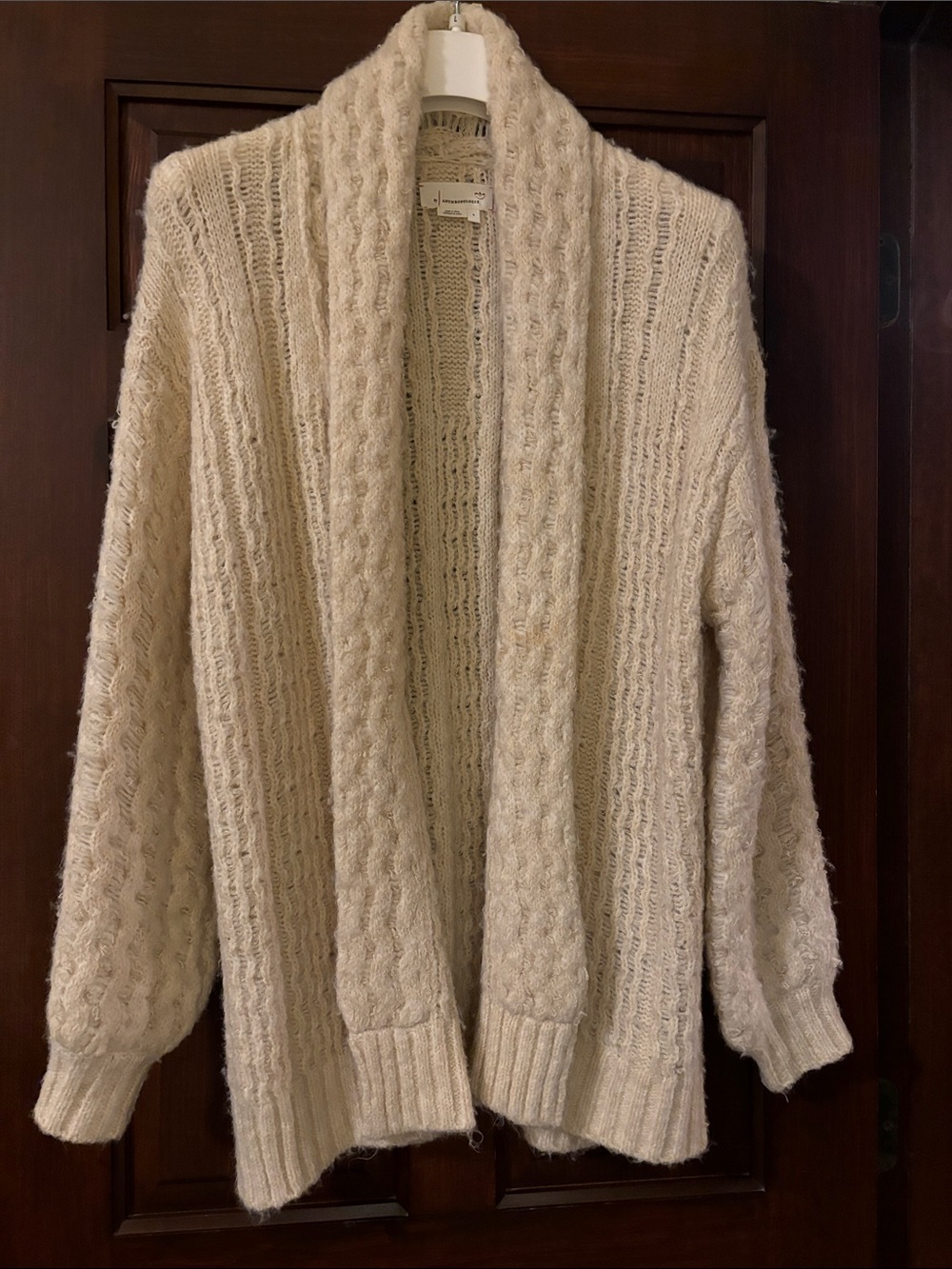 Cozy Open-Front Cable Knit Cardigan Sweater - Cream